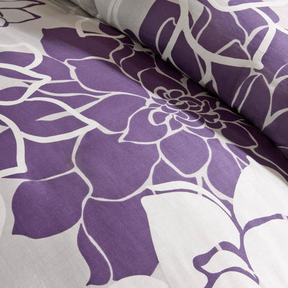 Set of Seven Purple And White Floral Queen Ring Stitch Sham And Comforter HomeRoots