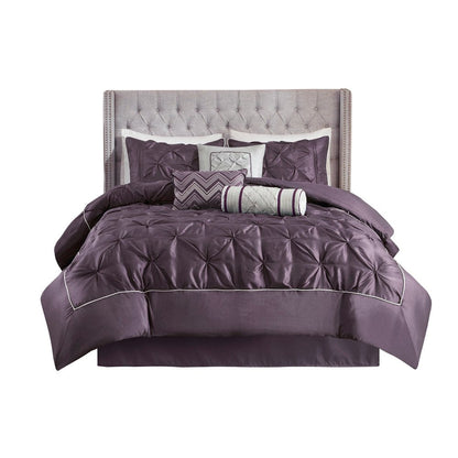 Set of Seven Plum King Ring Stitch Polyester Sham And Comforter HomeRoots