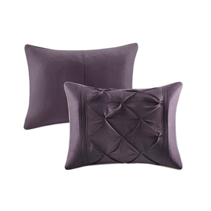Set of Seven Plum King Ring Stitch Polyester Sham And Comforter HomeRoots