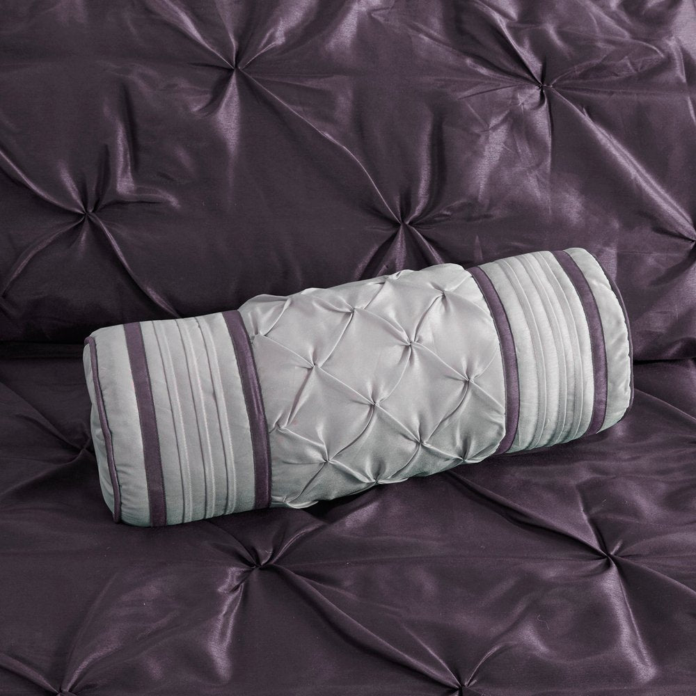 Set of Seven Plum Queen Ring Stitch Polyester Sham And Comforter HomeRoots