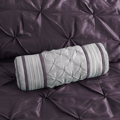 Set of Seven Plum Queen Ring Stitch Polyester Sham And Comforter HomeRoots