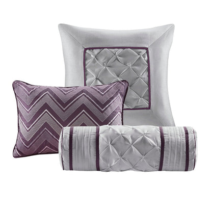 Set of Seven Plum Queen Ring Stitch Polyester Sham And Comforter HomeRoots