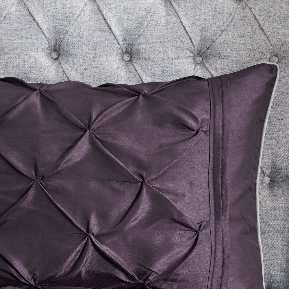 Set of Seven Plum Queen Ring Stitch Polyester Sham And Comforter HomeRoots
