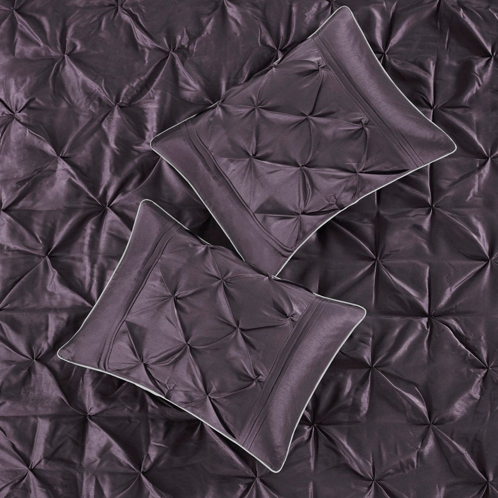 Set of Seven Plum Queen Ring Stitch Polyester Sham And Comforter HomeRoots