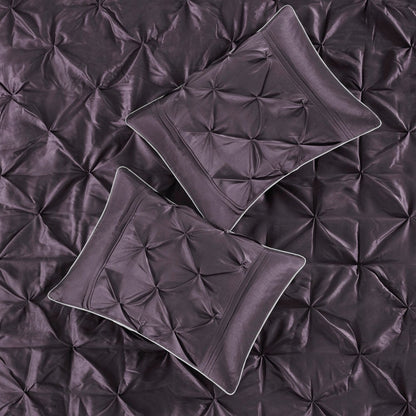 Set of Seven Plum Queen Ring Stitch Polyester Sham And Comforter HomeRoots