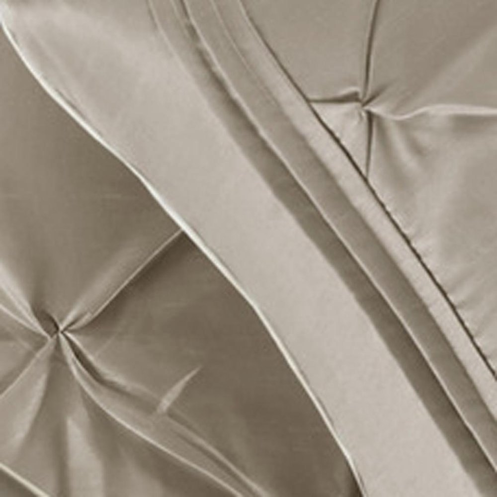 Set of Seven Taupe King Ring Stitch Polyester Sham And Comforter HomeRoots