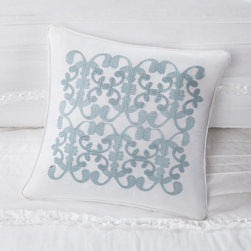 Set of Five White King Ring Stitch Polyester Sham And Comforter HomeRoots