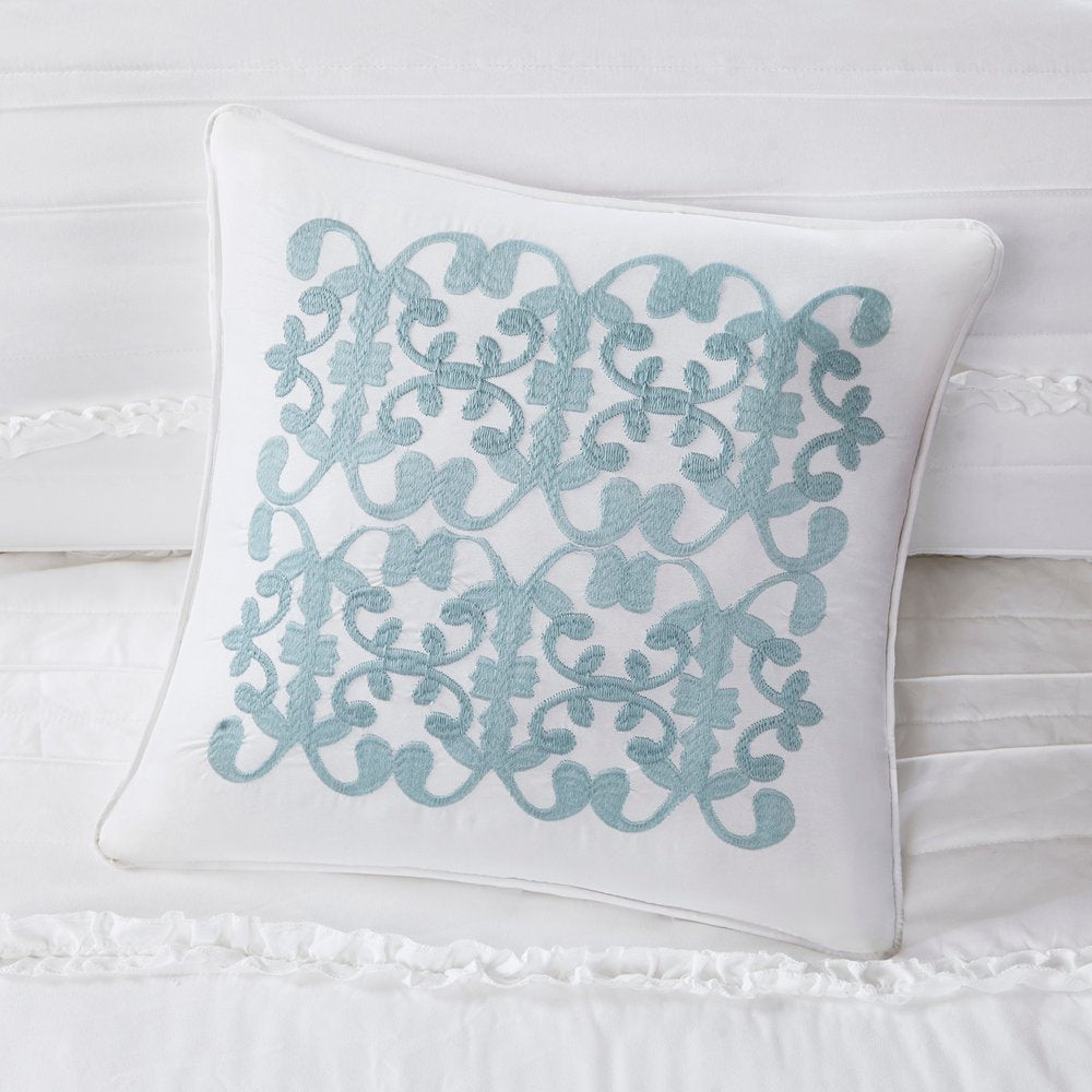 Set of Five White King Ring Stitch Polyester Sham And Comforter HomeRoots