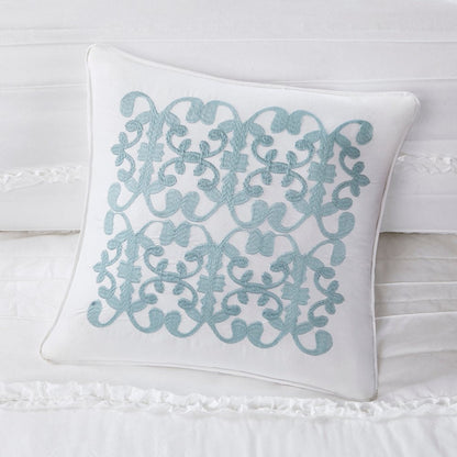 Set of Five White King Ring Stitch Polyester Sham And Comforter HomeRoots