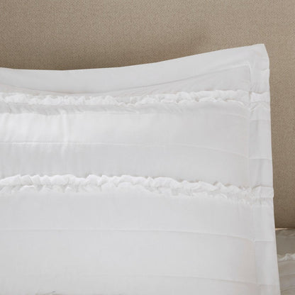 Set of Five White King Ring Stitch Polyester Sham And Comforter HomeRoots