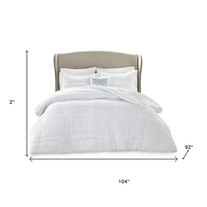 Set of Five White King Ring Stitch Polyester Sham And Comforter HomeRoots