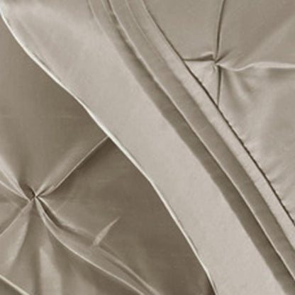 Set of Seven Taupe Queen Ring Stitch Polyester Sham And Comforter HomeRoots