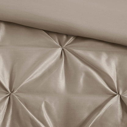Set of Seven Taupe Queen Ring Stitch Polyester Sham And Comforter HomeRoots