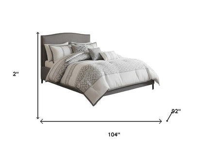 Set of Seven Gray And Ivory Striped King Ring Stitch Polyester Sham And Comforter HomeRoots