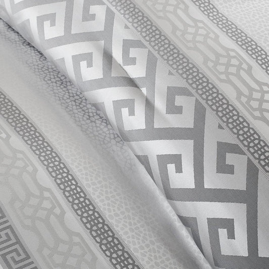 Set of Seven Gray And Ivory Striped King Ring Stitch Polyester Sham And Comforter HomeRoots