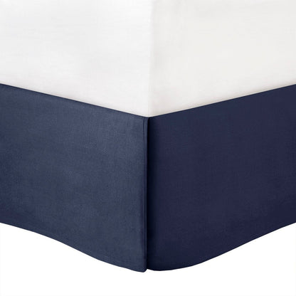 Set of Seven Navy Blue Queen Ring Stitch Polyester Sham And Comforter HomeRoots
