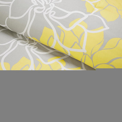 Set of Seven Gray And Yellow Floral Queen Ring Stitch Polyester Sham And Comforter HomeRoots