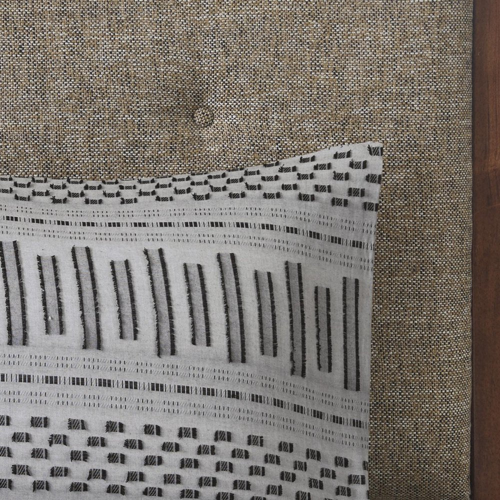 Set of Three Gray And Ivory Striped Queen Ring Stitch Sham And Comforter HomeRoots