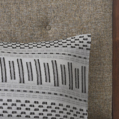Set of Three Gray And Ivory Striped Queen Ring Stitch Sham And Comforter HomeRoots
