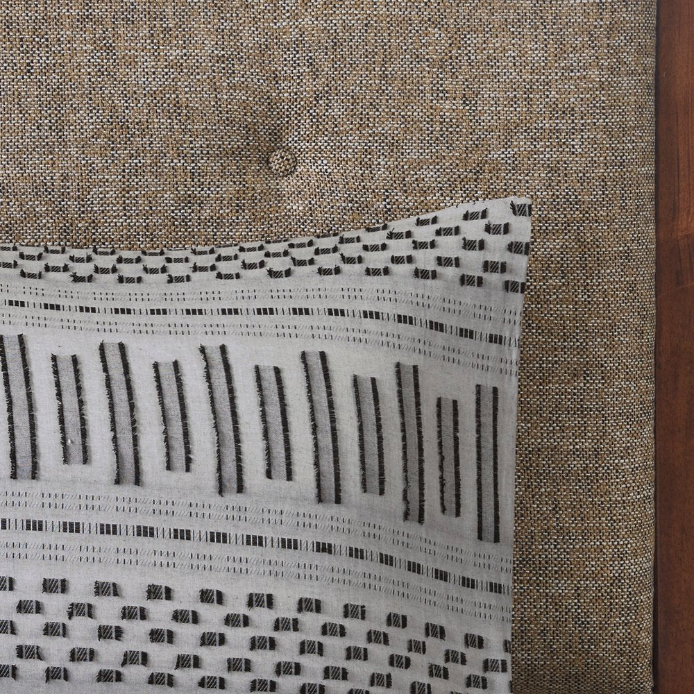 Set of Three Gray And Ivory Striped Queen Ring Stitch Sham And Comforter HomeRoots