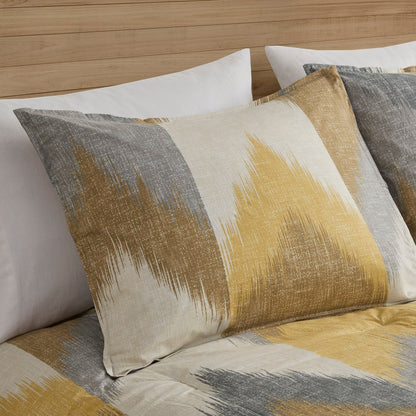 Set of Three Gray And Ivory Queen Ring Stitch Polyester Sham And Comforter HomeRoots
