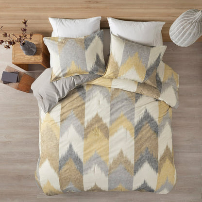 Set of Three Gray And Ivory Queen Ring Stitch Polyester Sham And Comforter HomeRoots