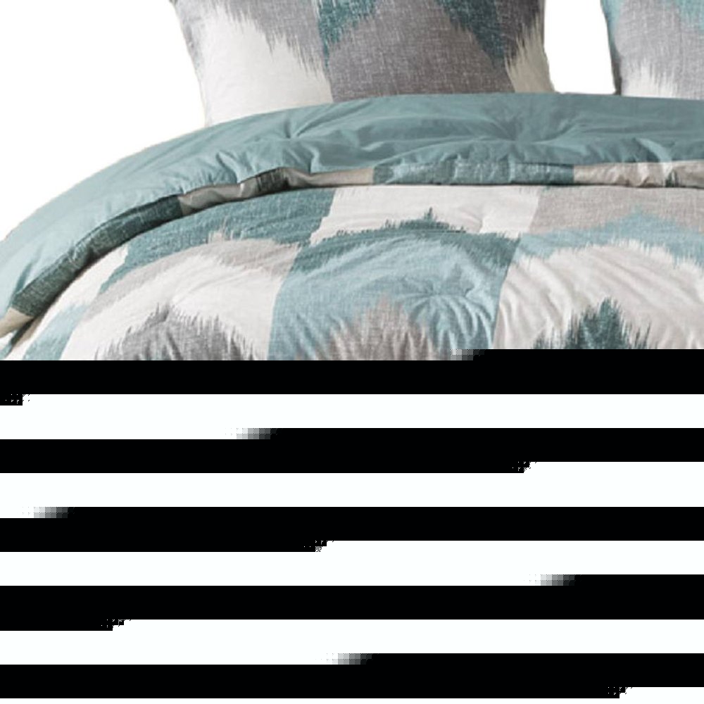 Set of Three Aqua And White King Ring Stitch Polyester Sham And Comforter HomeRoots