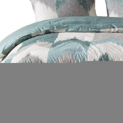 Set of Three Aqua And White King Ring Stitch Polyester Sham And Comforter HomeRoots