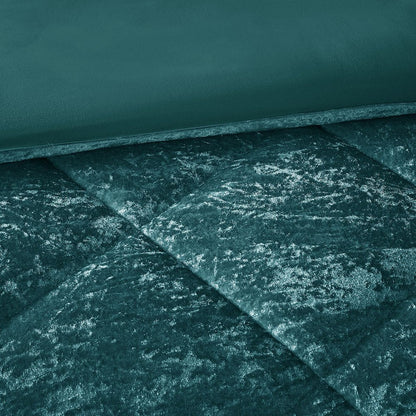 Set of Four Teal Blue King Ring Stitch Polyester Sham And Comforter HomeRoots
