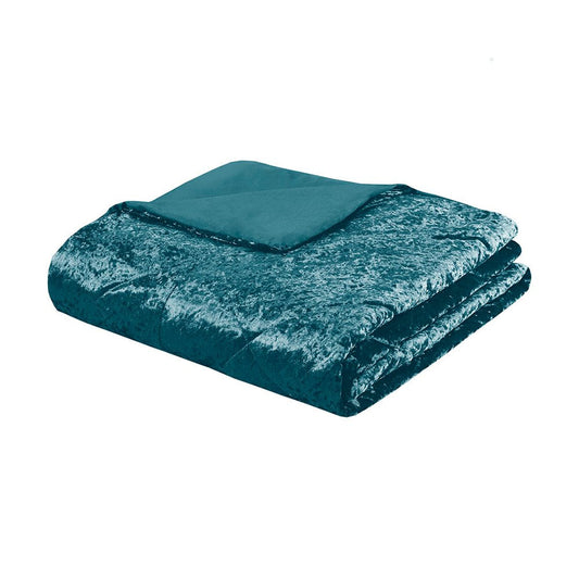Set of Four Teal Blue King Ring Stitch Polyester Sham And Comforter HomeRoots