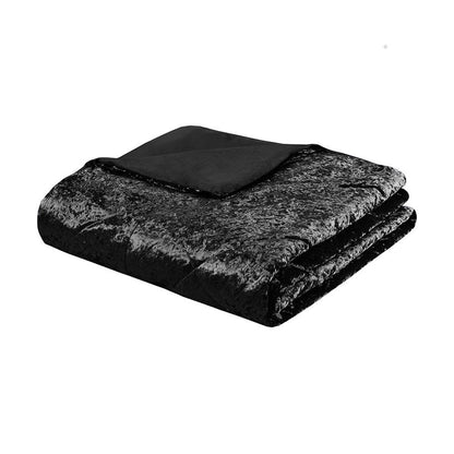 Set of Three Black Twin Ring Stitch Polyester Sham And Comforter HomeRoots