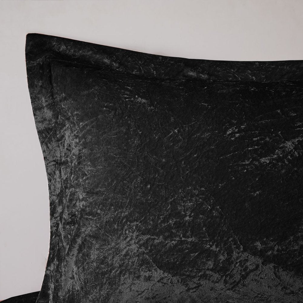 Set of Three Black Twin Ring Stitch Polyester Sham And Comforter HomeRoots