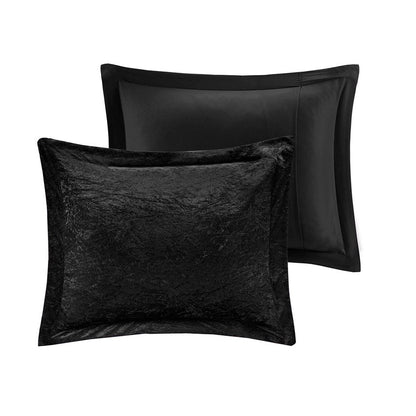 Set of Three Black Twin Ring Stitch Polyester Sham And Comforter HomeRoots
