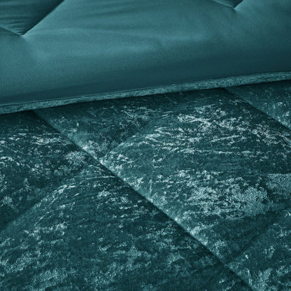 Set of Three Teal Blue Twin Ring Stitch Polyester Sham And Comforter HomeRoots