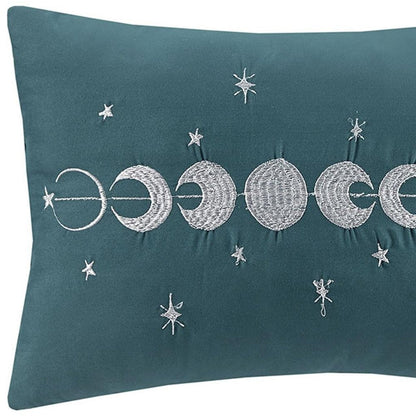 Set of Three Teal Blue Twin Ring Stitch Polyester Sham And Comforter HomeRoots