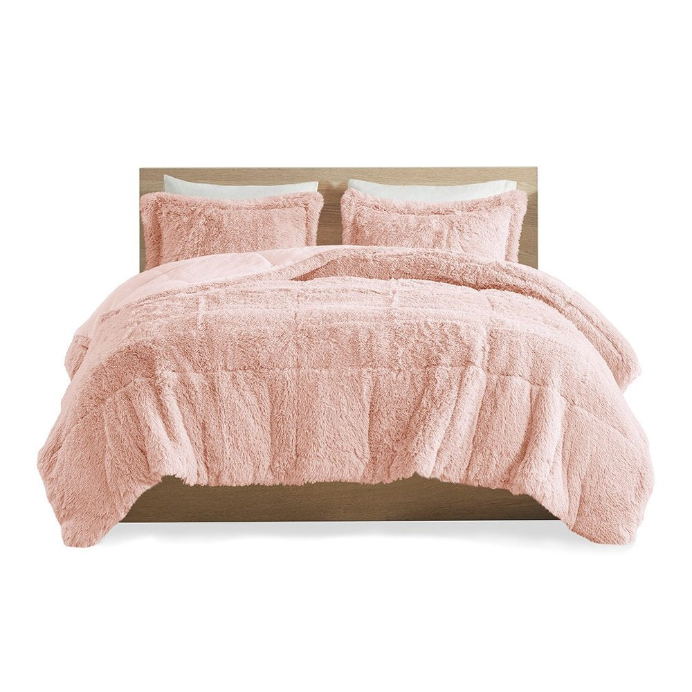 Set of Two Blush Twin Ring Stitch Polyester Sham And Comforter HomeRoots