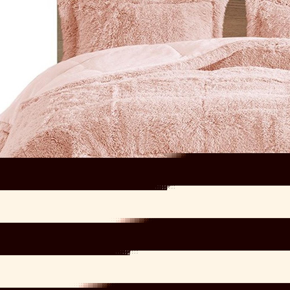 Set of Two Blush Twin Ring Stitch Polyester Sham And Comforter HomeRoots