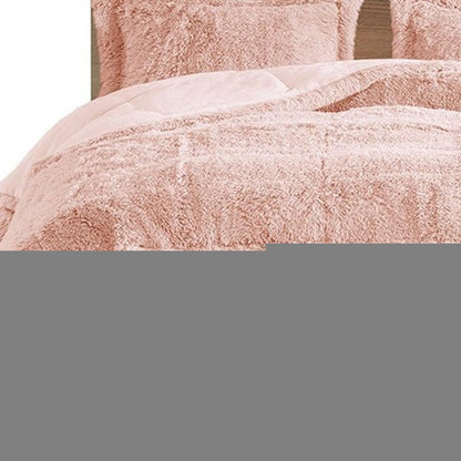Set of Two Blush Twin Ring Stitch Polyester Sham And Comforter HomeRoots
