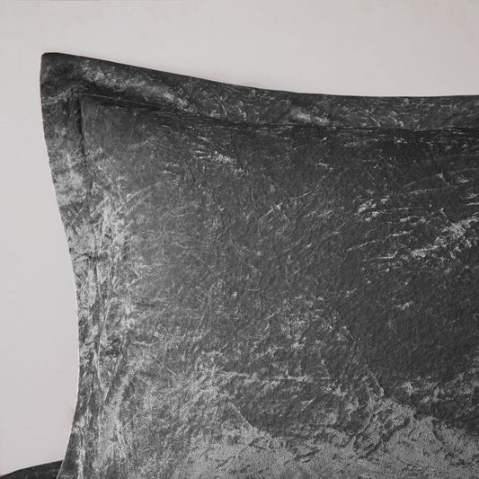 Set of Three Gray Twin Ring Stitch Polyester Sham And Comforter HomeRoots