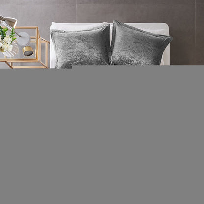 Set of Three Gray Twin Ring Stitch Polyester Sham And Comforter HomeRoots