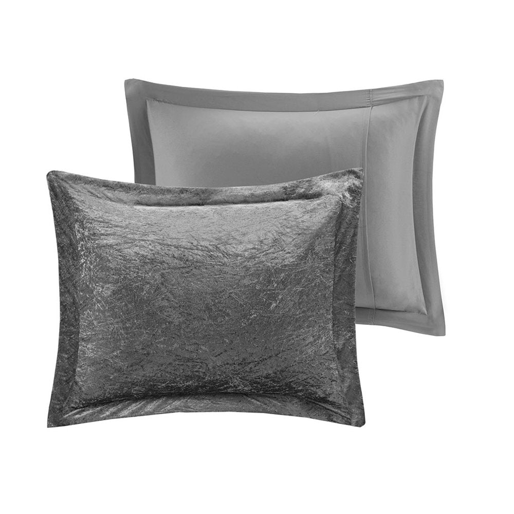 Set of Three Gray Twin Ring Stitch Polyester Sham And Comforter HomeRoots