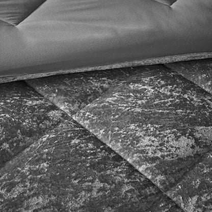 Set of Three Gray Twin Ring Stitch Polyester Sham And Comforter HomeRoots
