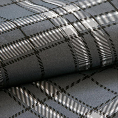 Set of Five Gray And White Plaid Queen Ring Stitch Polyester Sham And Comforter HomeRoots