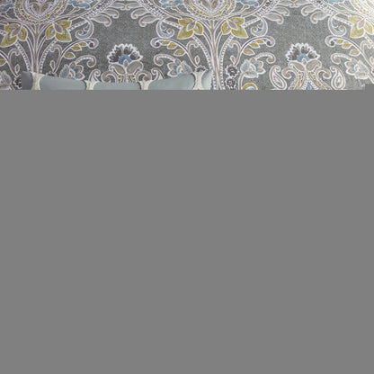 Set of Six Gray And Ivory Damask King Ring Stitch Sham And Comforter HomeRoots