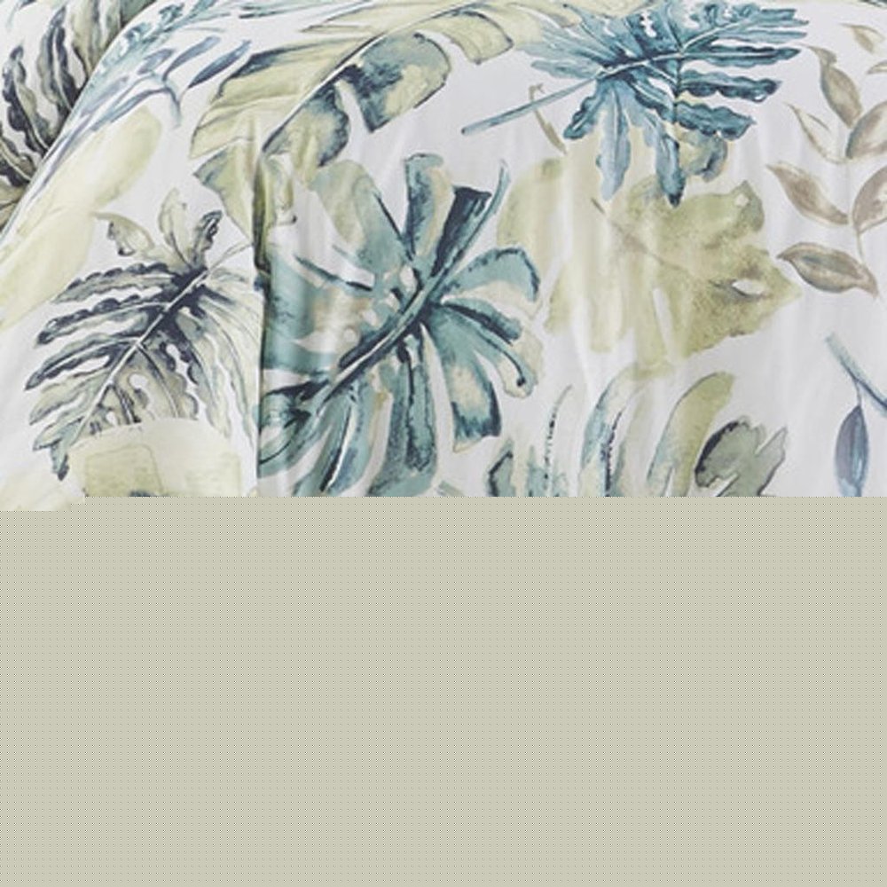 Set of Six White Blue And Green King Ring Stitch Sham And Comforter HomeRoots