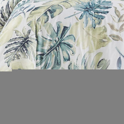 Set of Six White Blue And Green King Ring Stitch Sham And Comforter HomeRoots