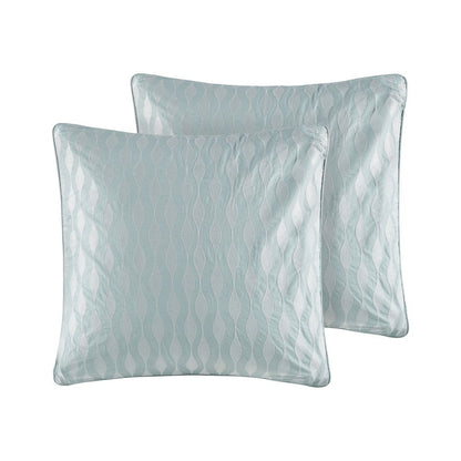 Set of Four White And Aqua King Ring Stitch Sham And Comforter HomeRoots
