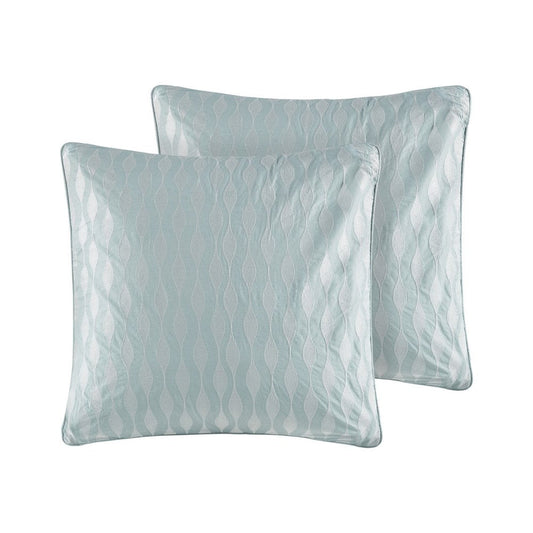 Set of Four White And Aqua Full Ring Stitch Sham And Comforter HomeRoots