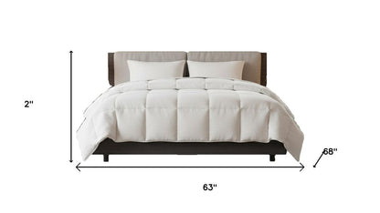 Set of Two White Ring Stitch Polyester Sham And Comforter HomeRoots