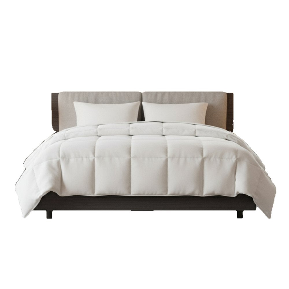 Set of Two White Ring Stitch Polyester Sham And Comforter HomeRoots